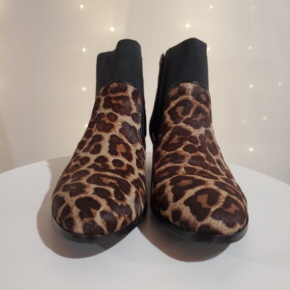 Yosi Samra Daryll Calf Hair Animal Print Chelsea Ankle Booties Womens Size 9 - Picture 3 of 12